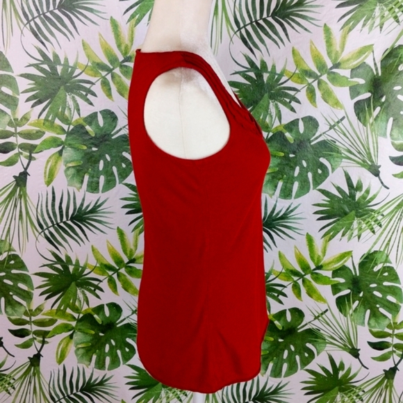 Dark Orange Ruffled Neck Tank Top - Picture 4 of 9